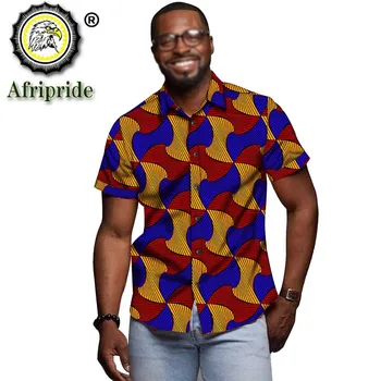 2020 afriške mens priložnostne majice kratek rokav tiskanja vosek batik beloprsi singl tiskanja vrhovi dashiki obleko AFRIPRIDE S1912004