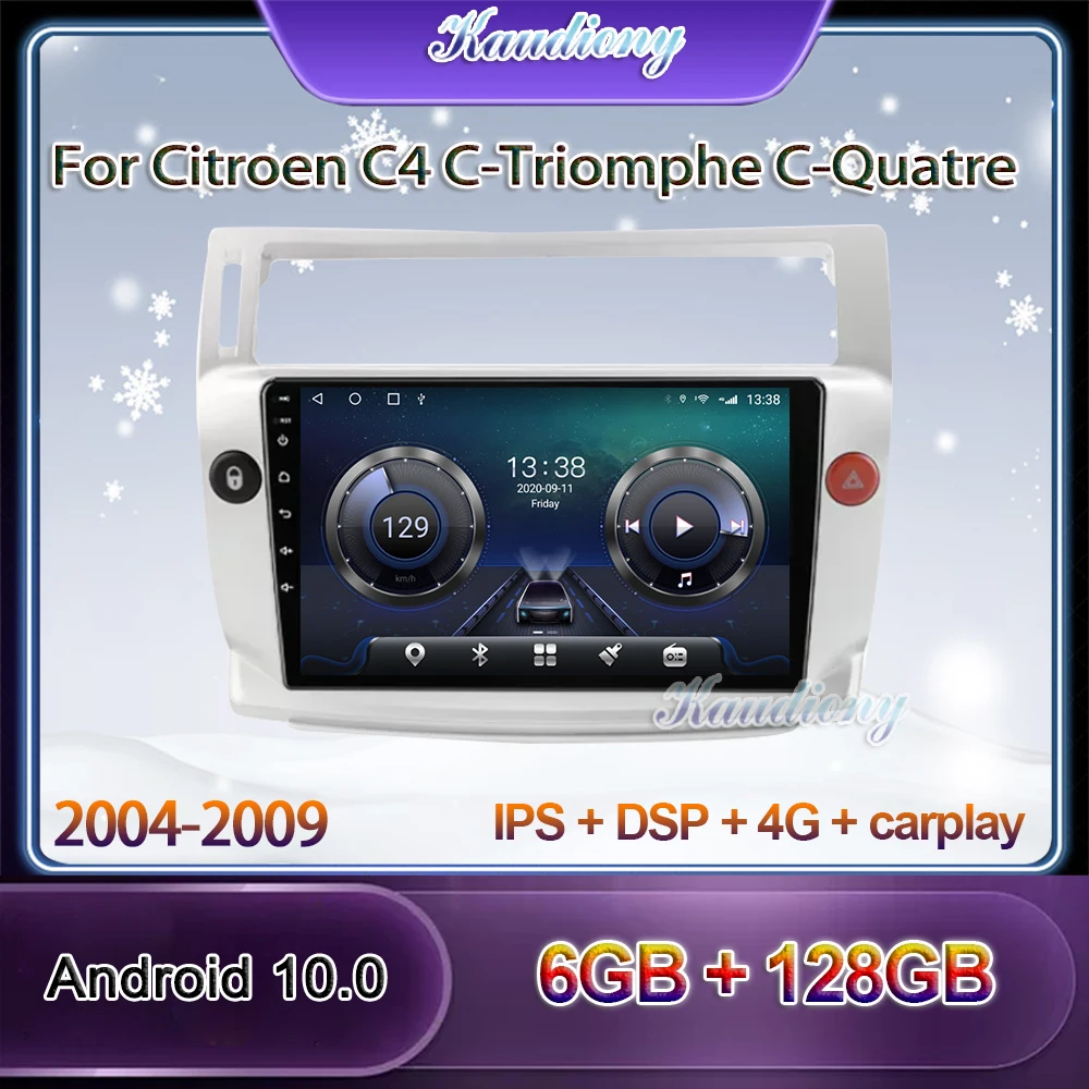 Podofo 2din Android 10 Car Radio Carplay For Citroen C4 2004-2009